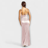 Lia | Abito in satin decorato con spalline allacciate sul retro — 6
