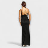 Lia | Abito in satin decorato con spalline allacciate sul retro — 10