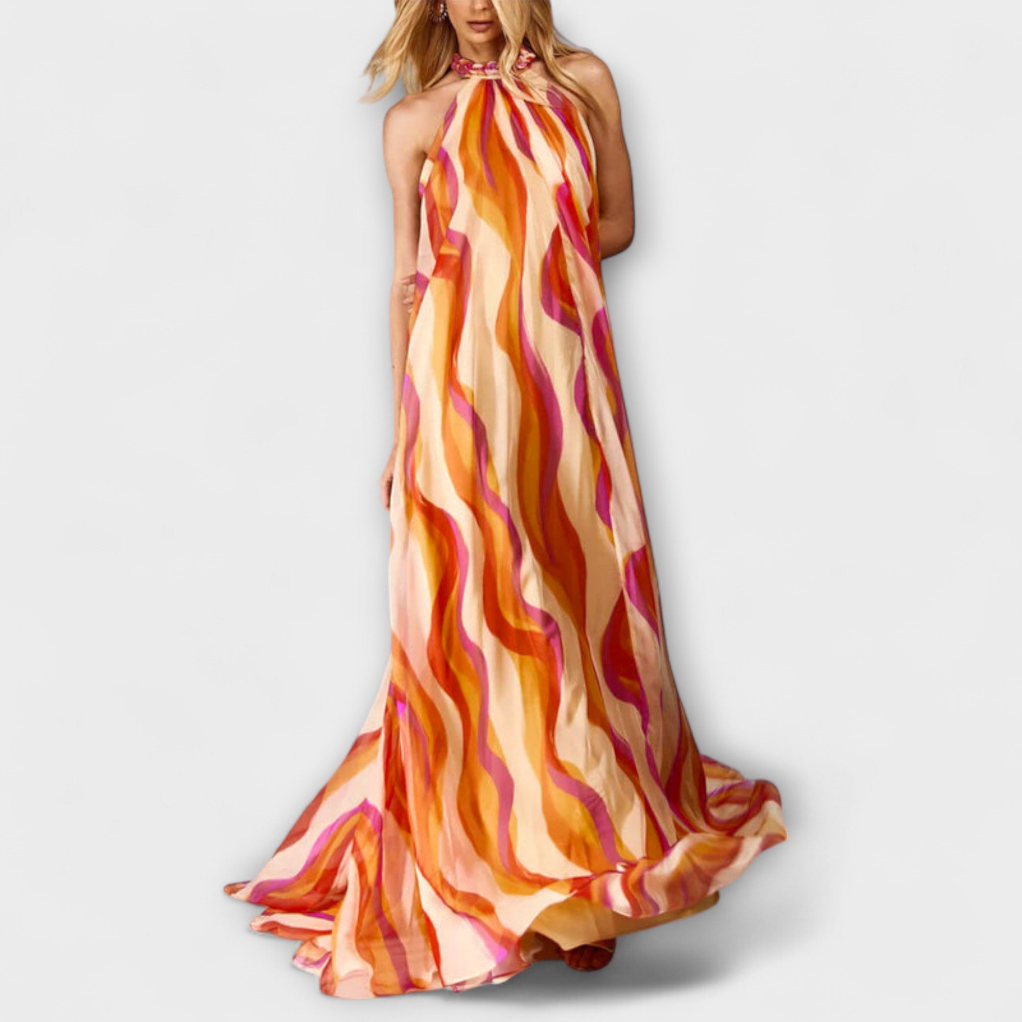 Alice | Maxi vestito intrecciato chic con motivo a onde — 1
