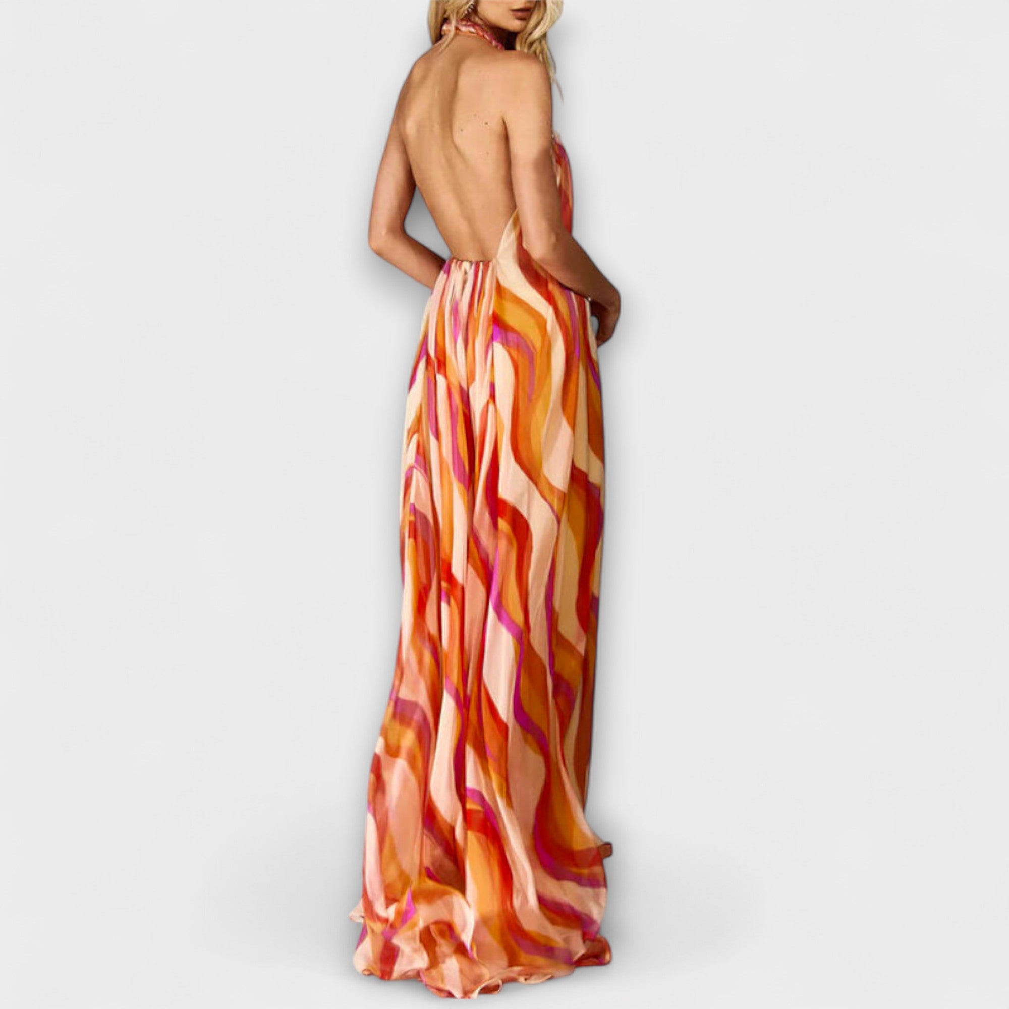 Alice | Maxi vestito intrecciato chic con motivo a onde — 2