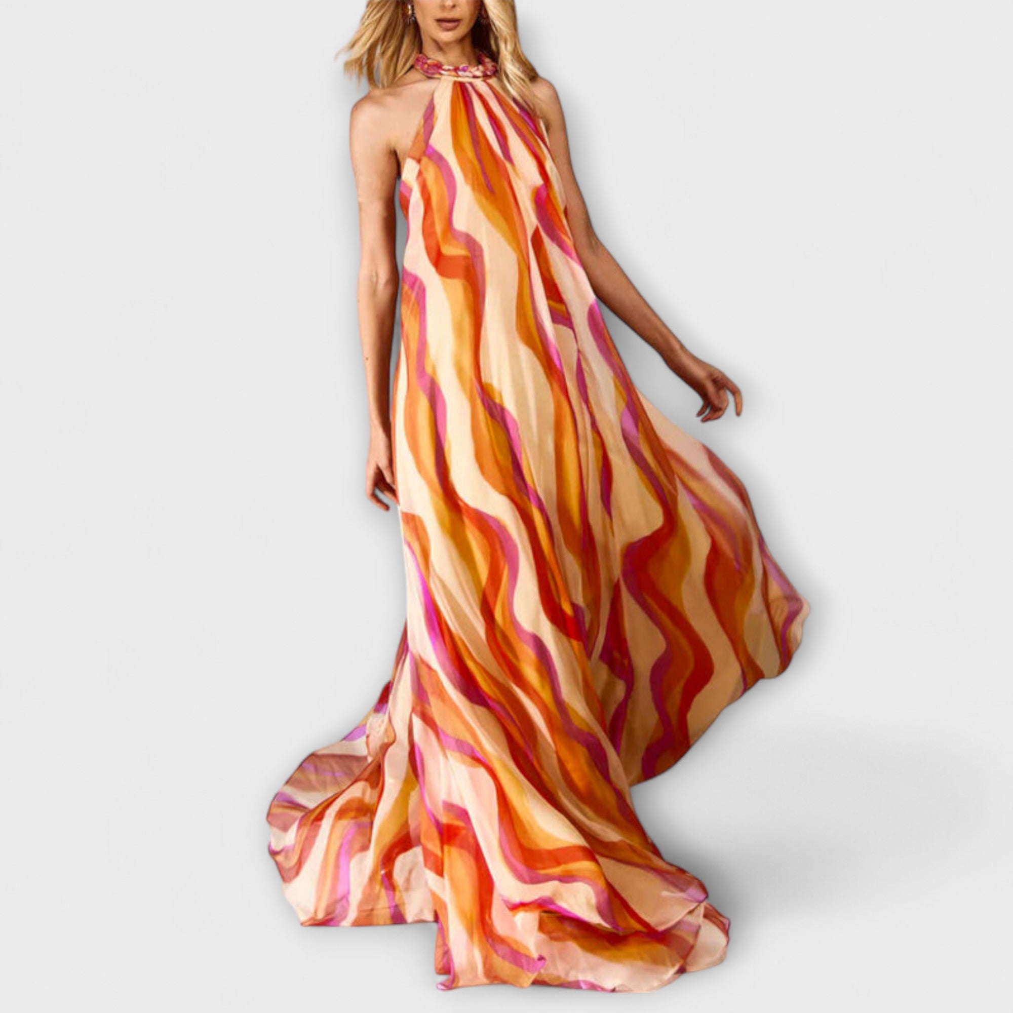 Alice | Maxi vestito intrecciato chic con motivo a onde — 3