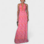 Mathilda | Abito maxi plissettato con scollo a V e scollo all'americana chic — 1