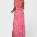 Mathilda | Abito maxi plissettato con scollo a V e scollo all'americana chic — 2