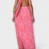 Mathilda | Abito maxi plissettato con scollo a V e scollo all'americana chic — 3