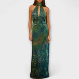 Jennifer | Abito lungo Monet con stampa Iris — 1