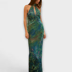 Jennifer | Abito lungo Monet con stampa Iris — 3