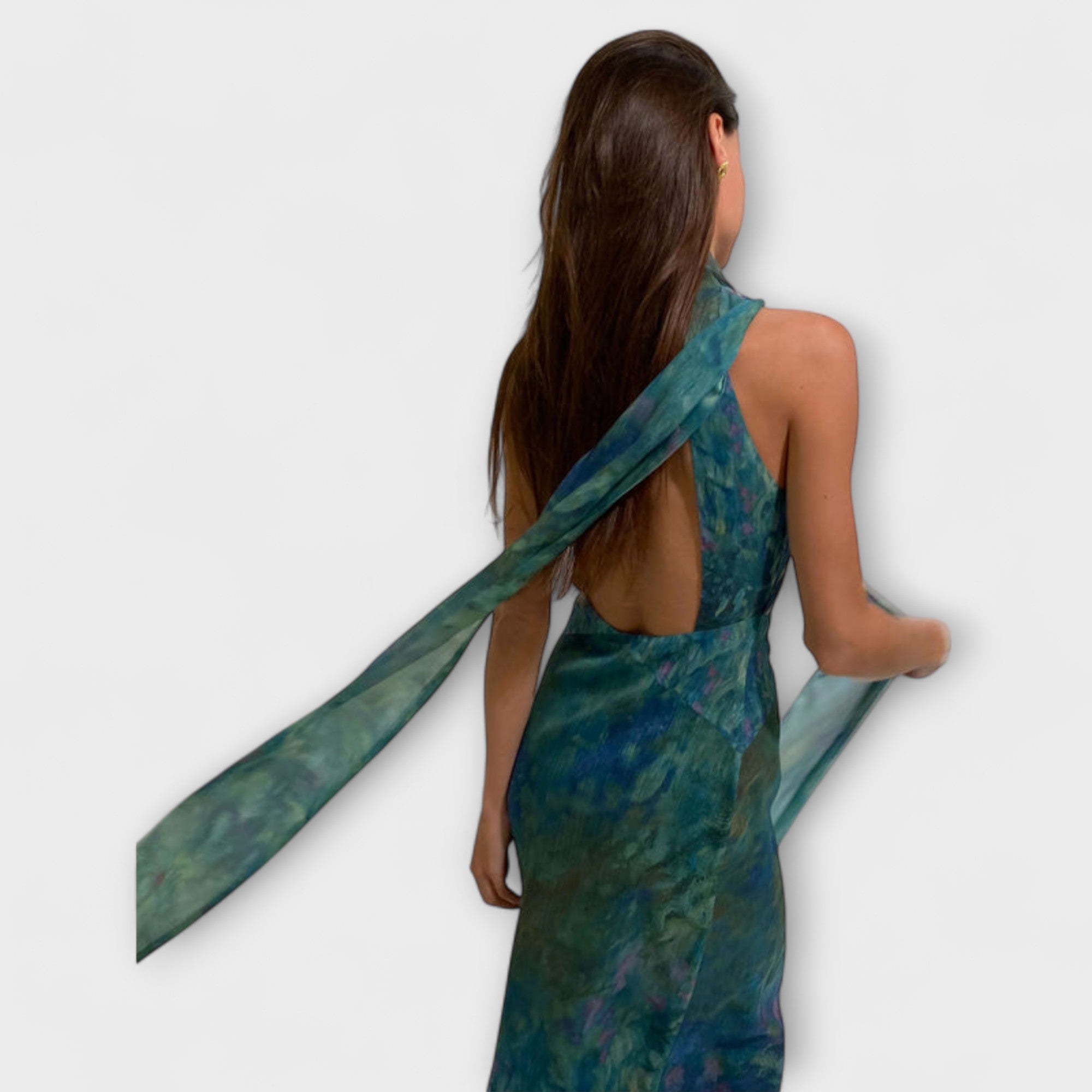 Jennifer | Abito lungo Monet con stampa Iris — 4