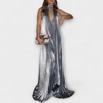 Anke | Maxi abito a trapezio con pieghe metallizzate — 3