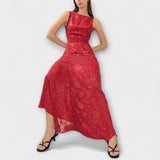 Renate | Elegante maxi abito jacquard con lacci e schiena scoperta — 2