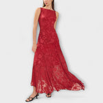 Renate | Elegante maxi abito jacquard con lacci e schiena scoperta — 3