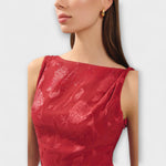 Renate | Elegante maxi abito jacquard con lacci e schiena scoperta — 5