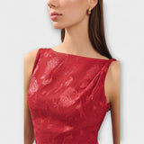 Renate | Elegante maxi abito jacquard con lacci e schiena scoperta — 5