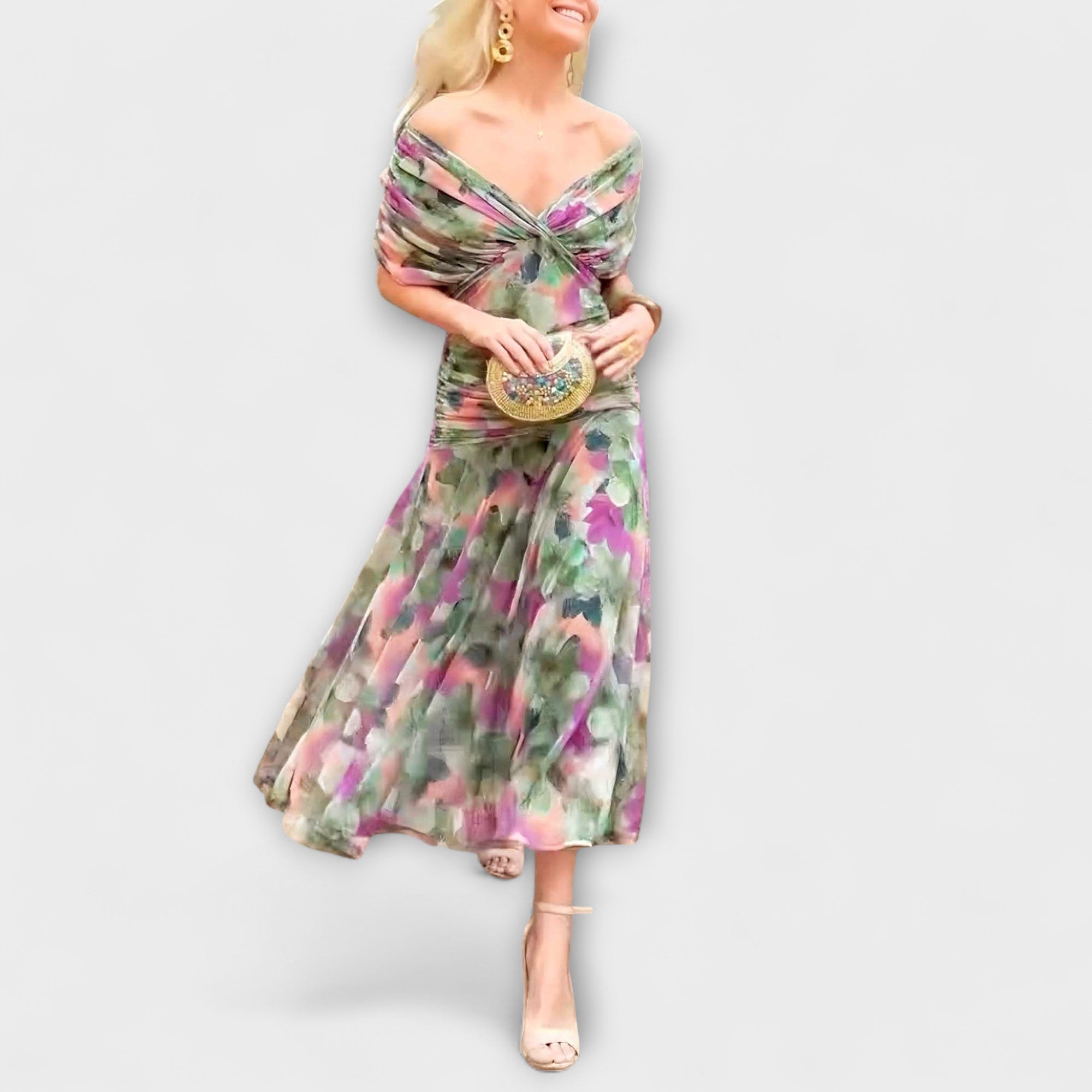 Lucia | Maxi abito chic con scollo a V — 2