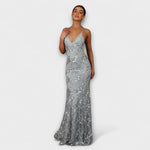 Anneliese | Maxi abito con scollo a V e paillettes senza schienale — 3
