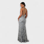 Anneliese | Maxi abito con scollo a V e paillettes senza schienale — 4