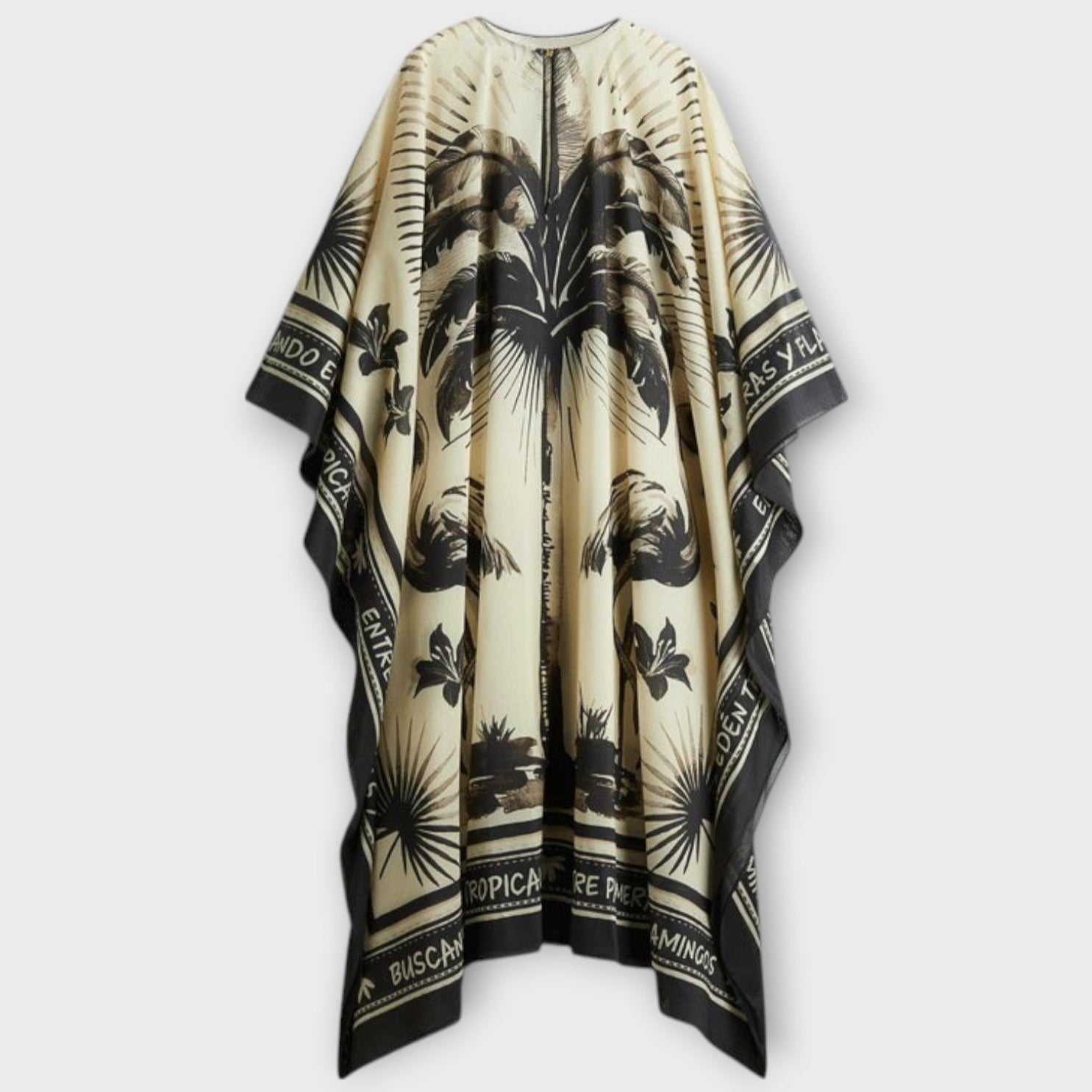 Claudia | Maxi abito caftano con stampa fenicotteri extra large — 5