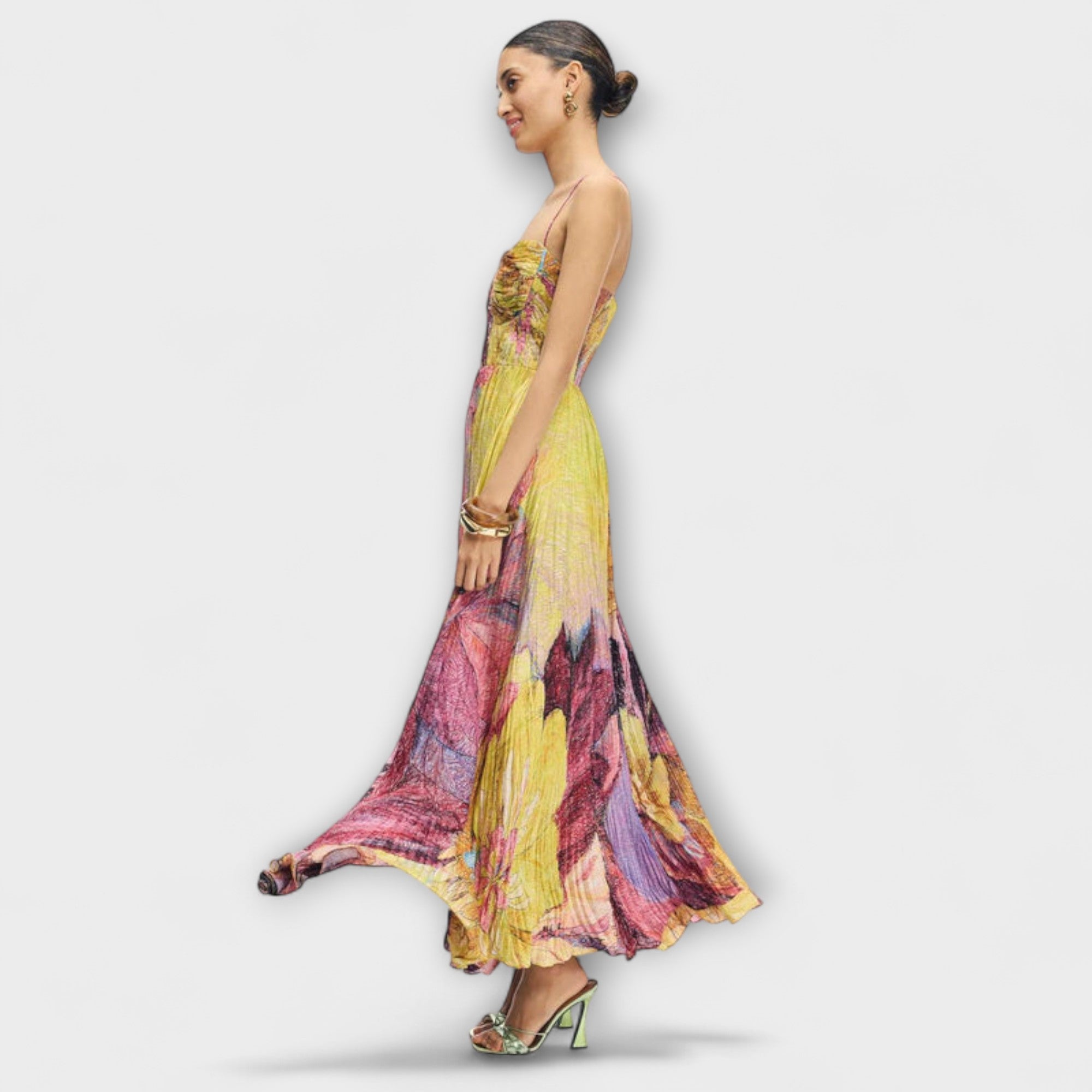Bärbel | Abito lungo con vivace stampa ikat — 2