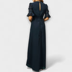 Trude | Elegante abito blu navy con ricami floreali — 4