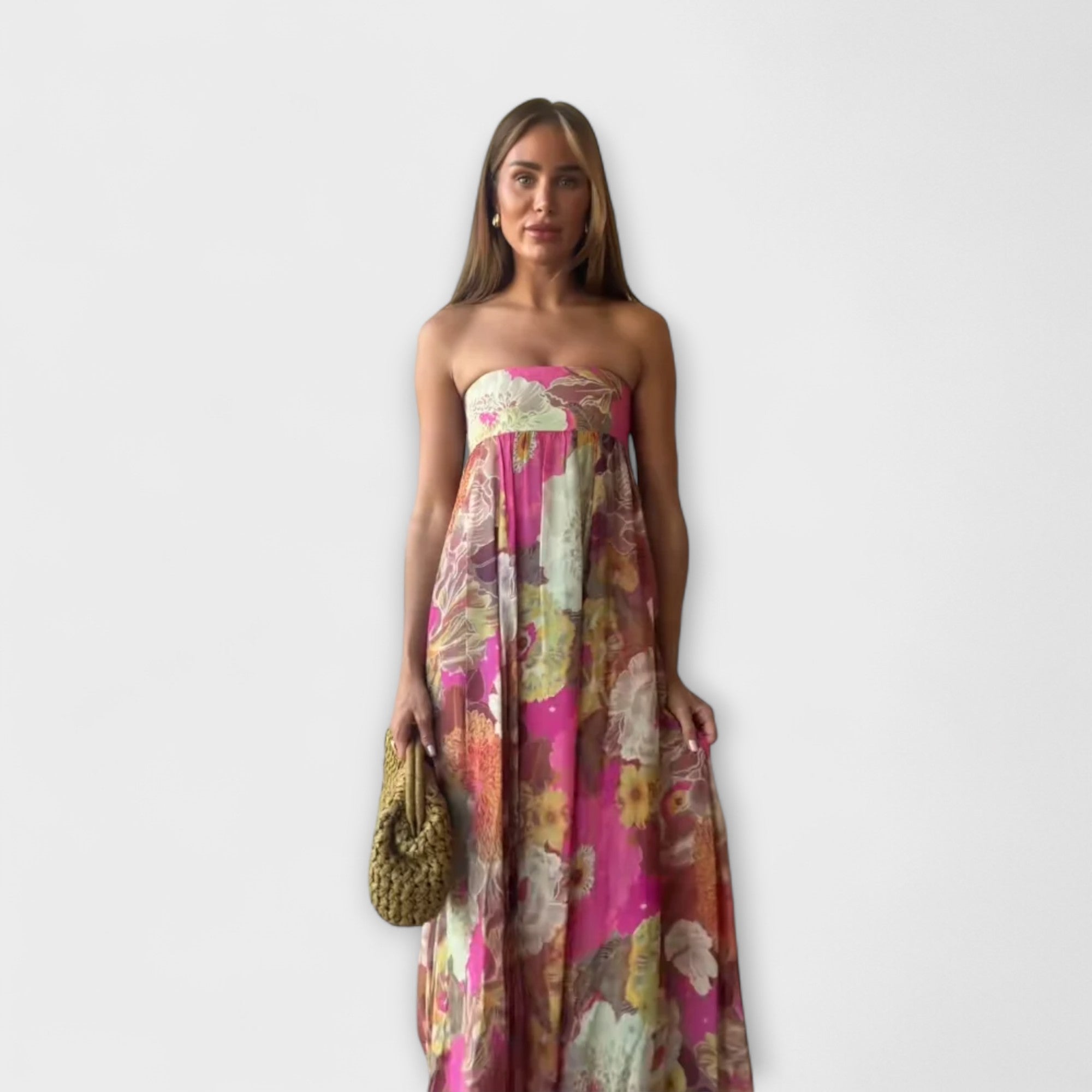 Erika | Maxi abito plissettato senza spalline retrò chic — 5