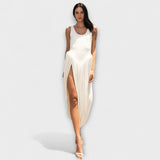 Nicole | Maxi abito drappeggiato con gonna scultorea e spacco laterale — 1