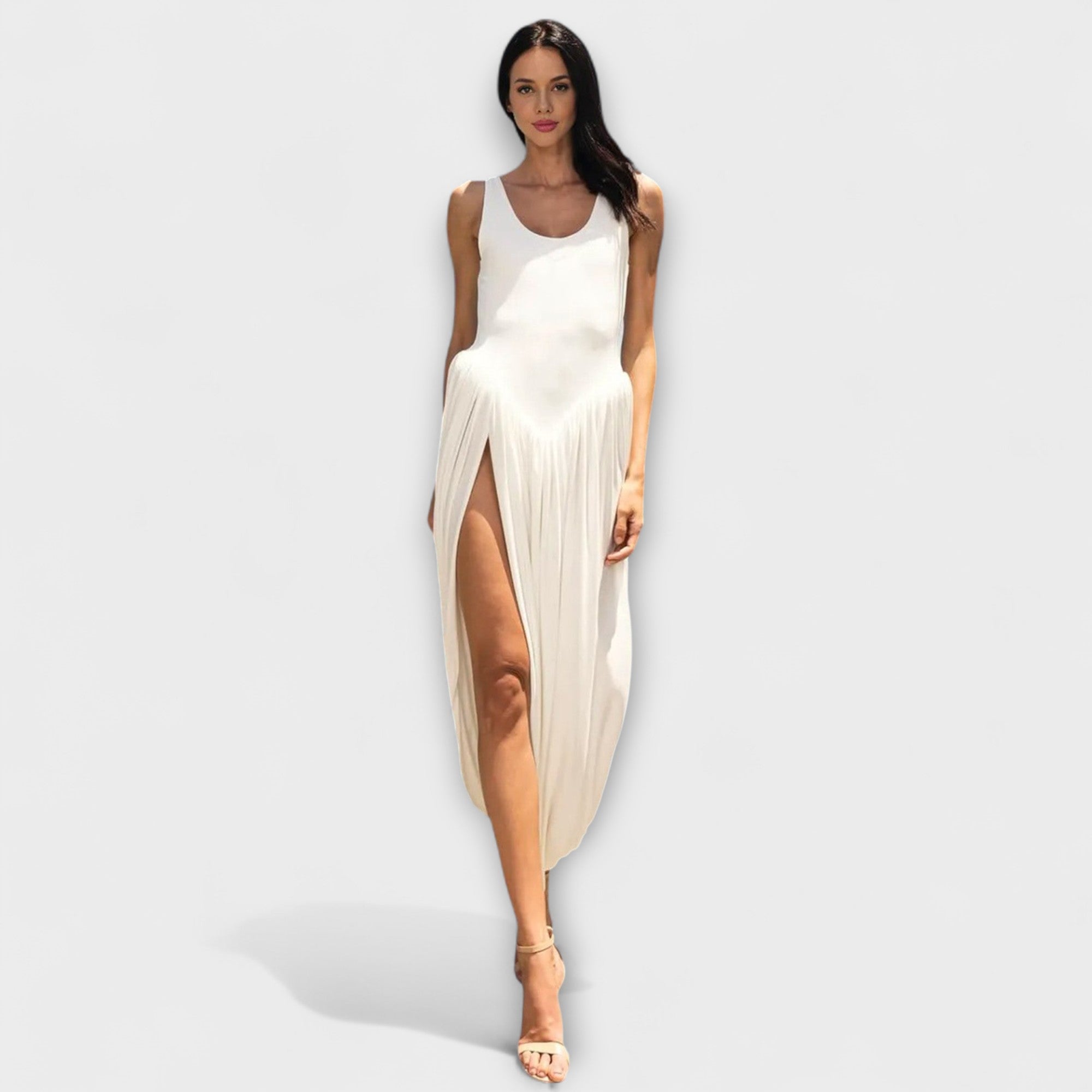 Nicole | Maxi abito drappeggiato con gonna scultorea e spacco laterale — 1