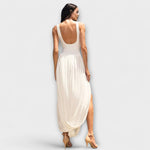 Nicole | Maxi abito drappeggiato con gonna scultorea e spacco laterale — 2