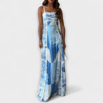 Ernestine | maxi abito svasato in lino con spalline — 1