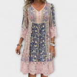 Leni | Abito boho con pizzo e motivo floreale vintage — 1