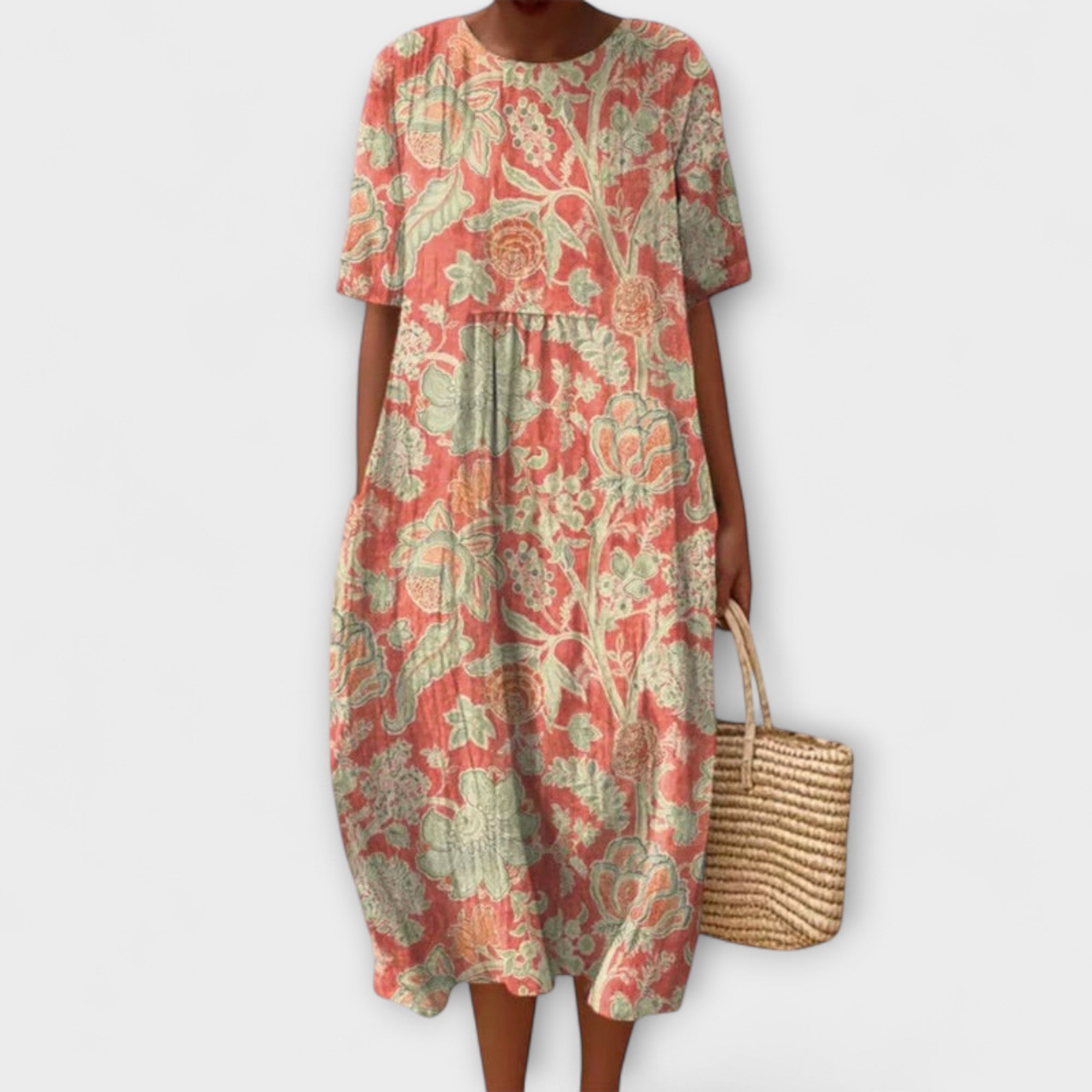 Angelika | Abito midi dal design floreale vintage — 2
