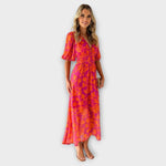Henrike | Abito midi con maniche a sbuffo e stampa floreale con scollo a V — 2