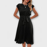 Clara | Abito midi casual, a pieghe, a maniche corte — 1