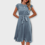 Clara | Abito midi casual, a pieghe, a maniche corte — 2