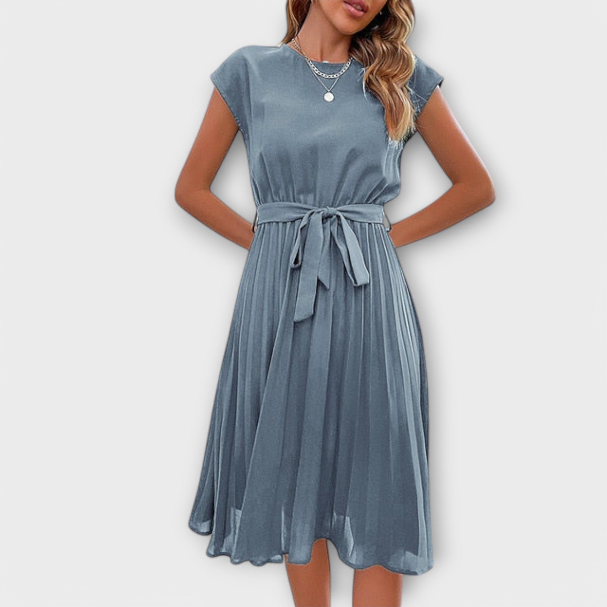 Clara | Abito midi casual, a pieghe, a maniche corte — 2