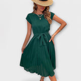Clara | Abito midi casual, a pieghe, a maniche corte — 3