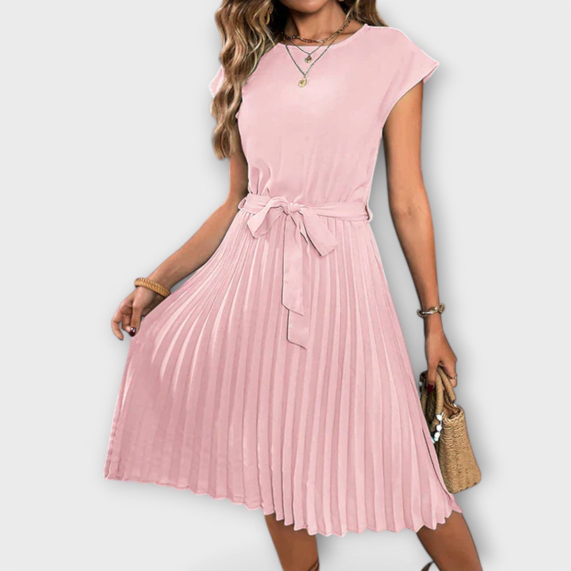 Clara | Abito midi casual, a pieghe, a maniche corte — 5
