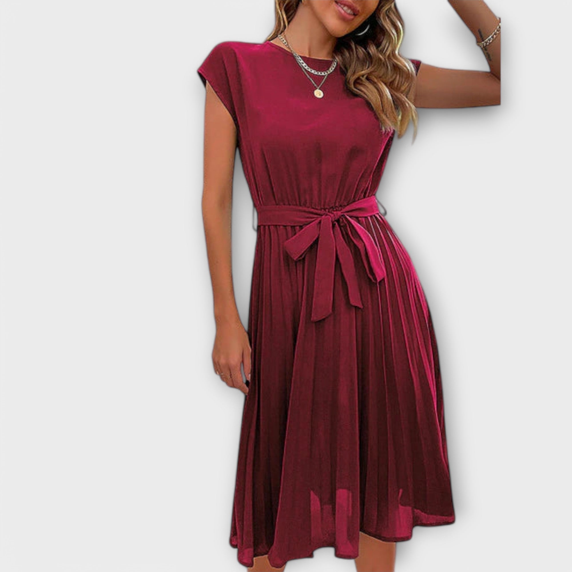 Clara | Abito midi casual, a pieghe, a maniche corte — 8