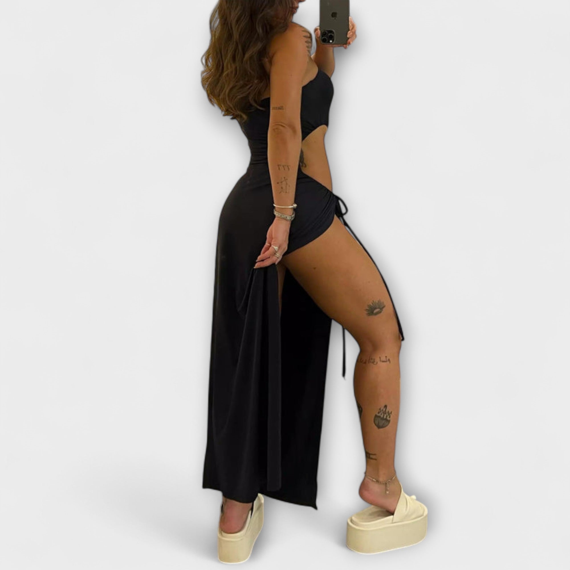 Lara | Abito body con fascia e spacchetti laterali — 2