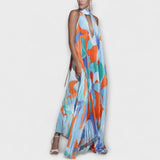 Adele | Abito midi chic plissettato con scollo all'americana, schiena scoperta e cinturino — 3