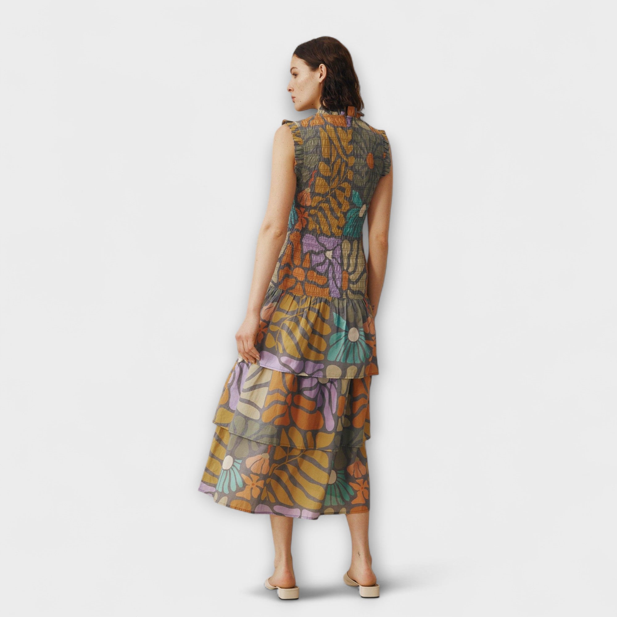 Anja | Abito midi botanico multicolore — 2