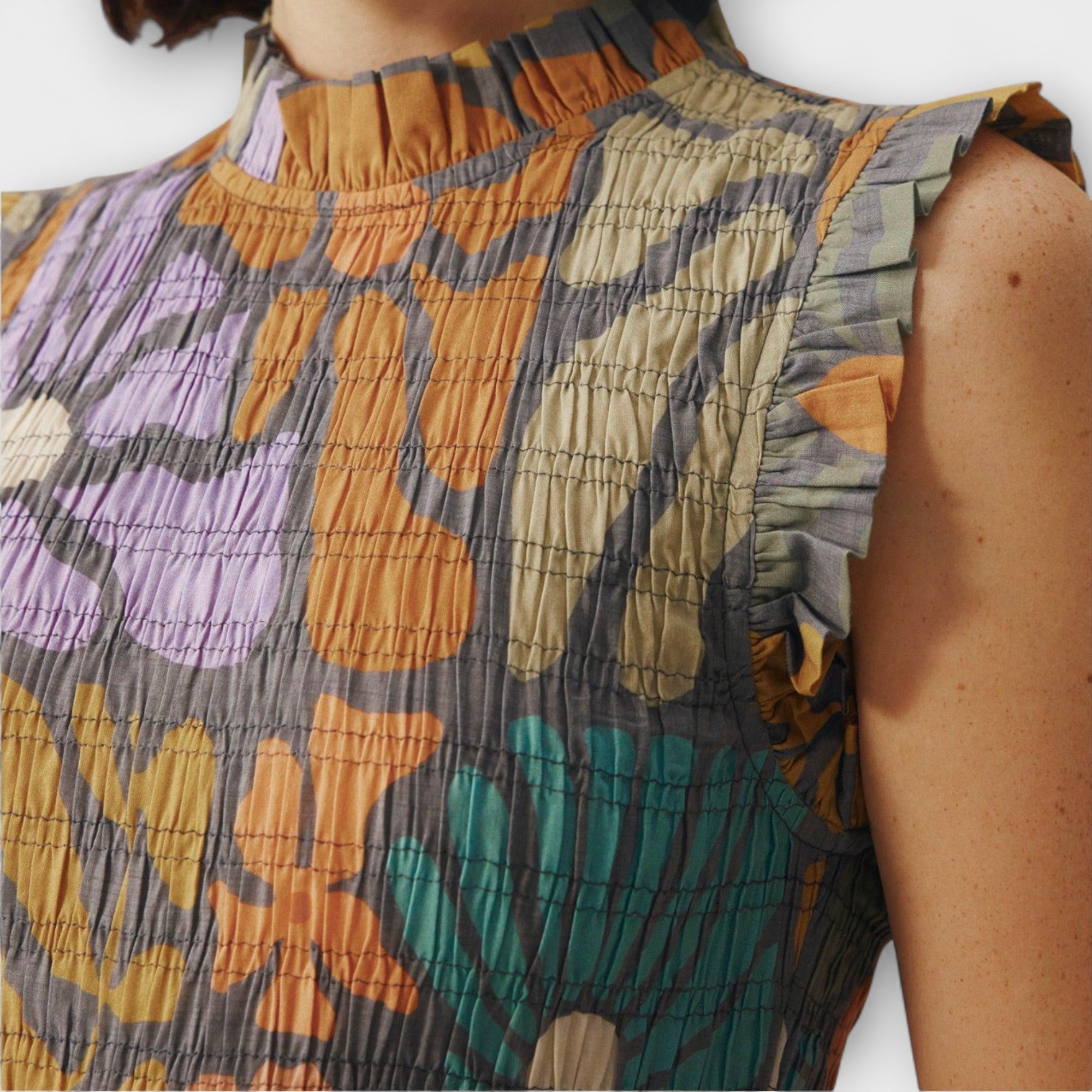 Anja | Abito midi botanico multicolore — 4