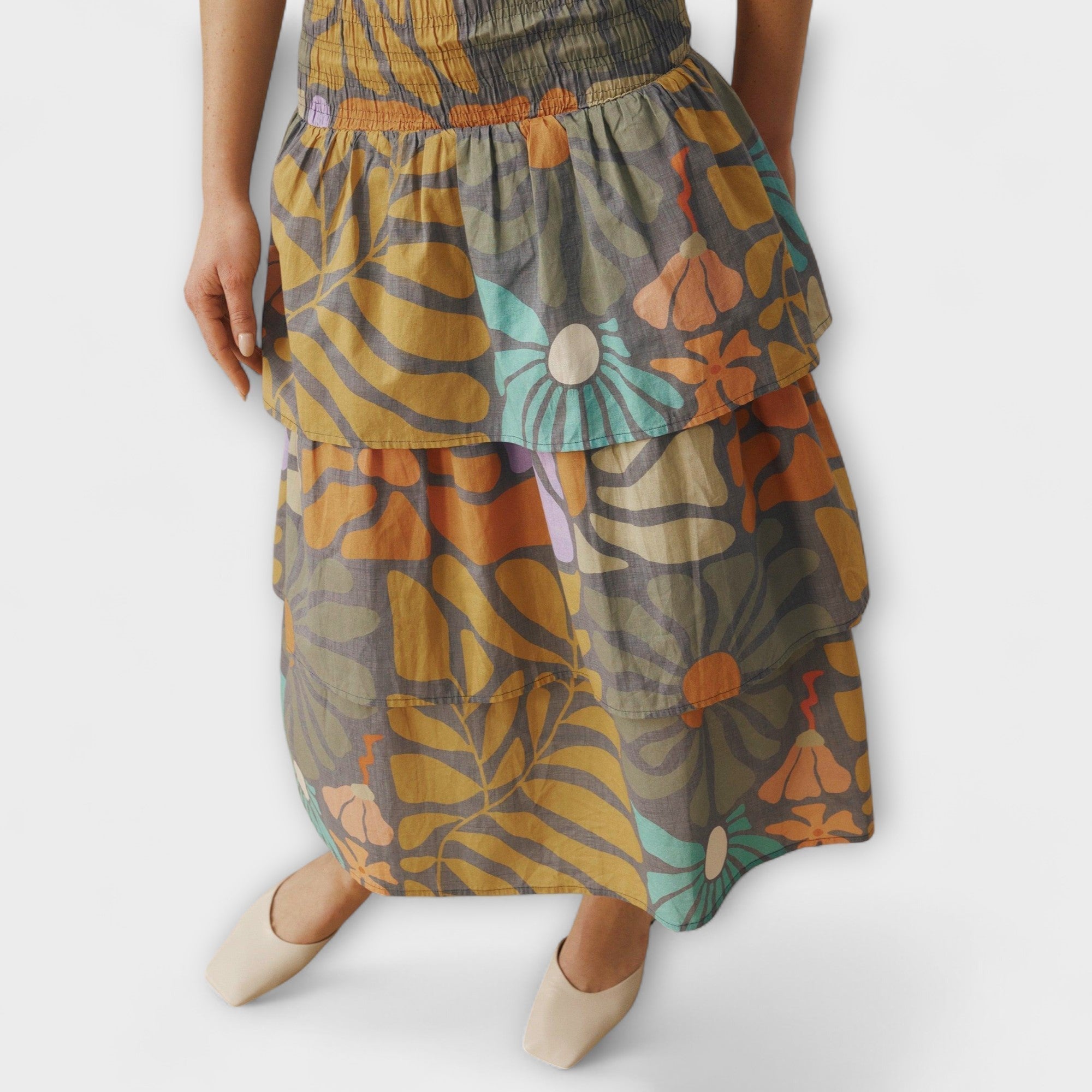 Anja | Abito midi botanico multicolore — 5