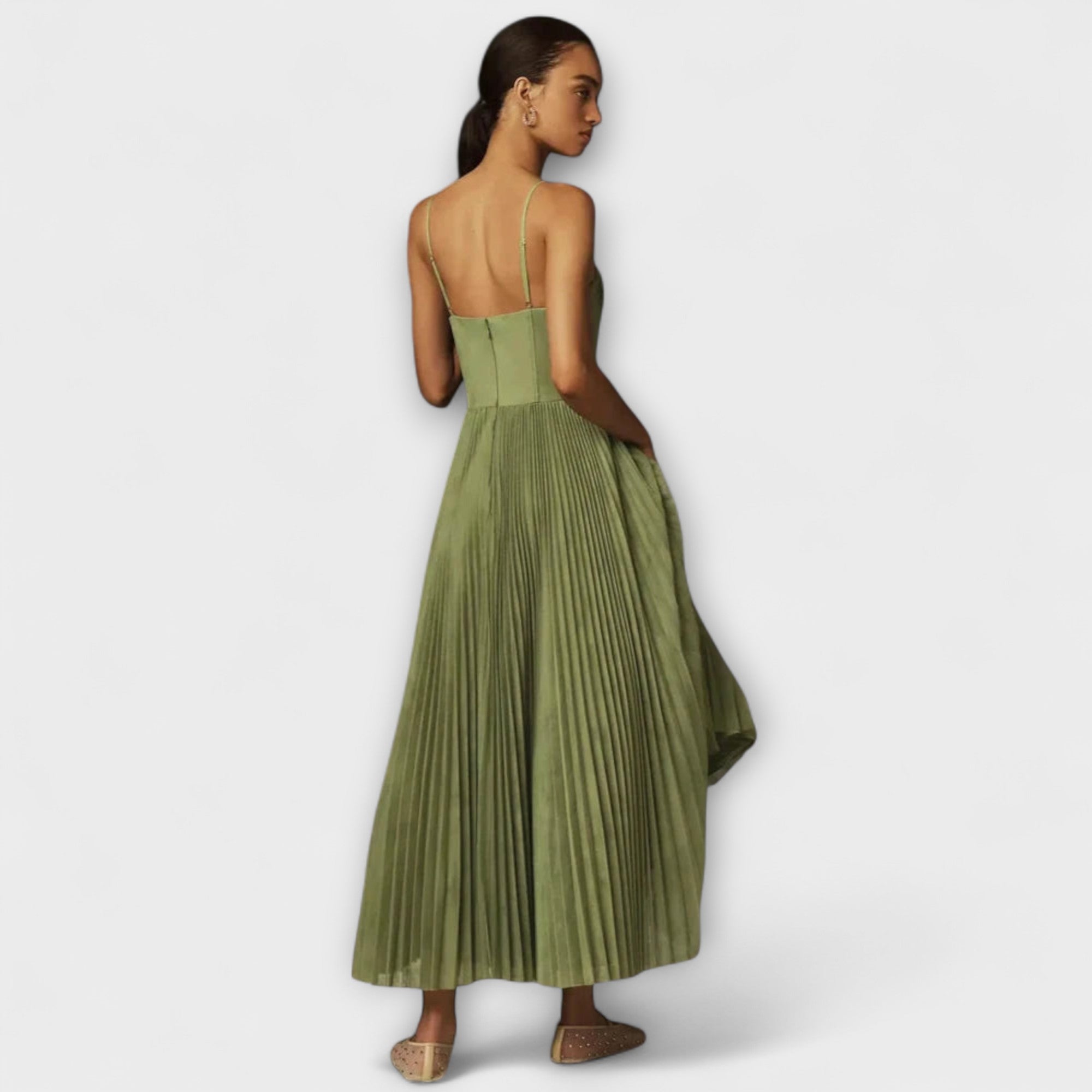 Margaretha | Abito midi con gonna a pieghe realizzato in tulle con design bustier — 4