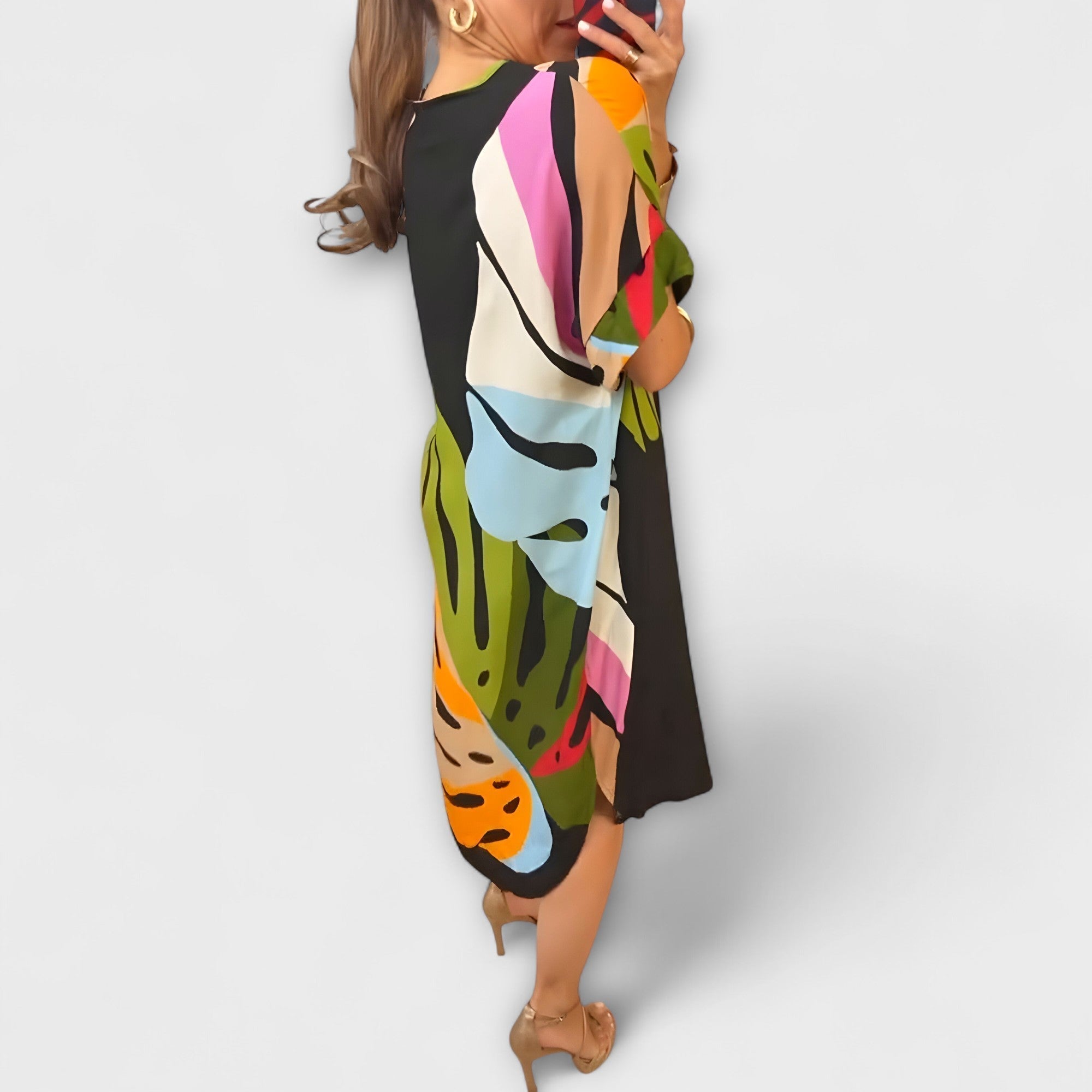 Nora | Abito casual con stampa di foglie colorate — 3