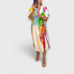 Nora | Abito casual con stampa di foglie colorate — 5