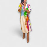 Nora | Abito casual con stampa di foglie colorate — 5