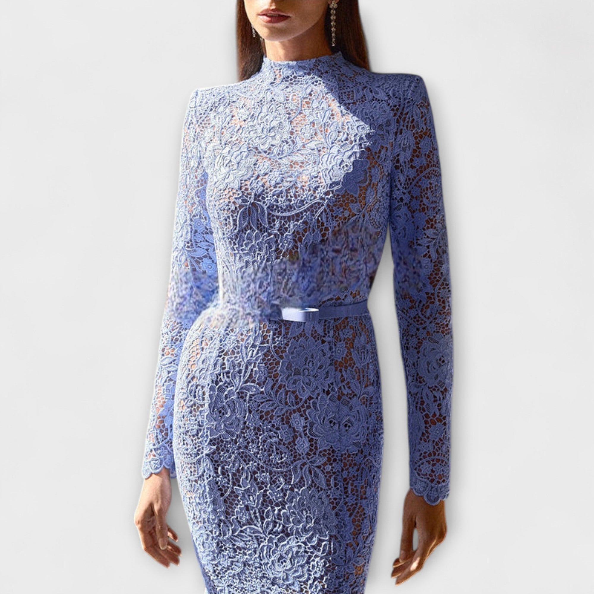 Monika | Elegante abito midi realizzato in pizzo floreale — 6