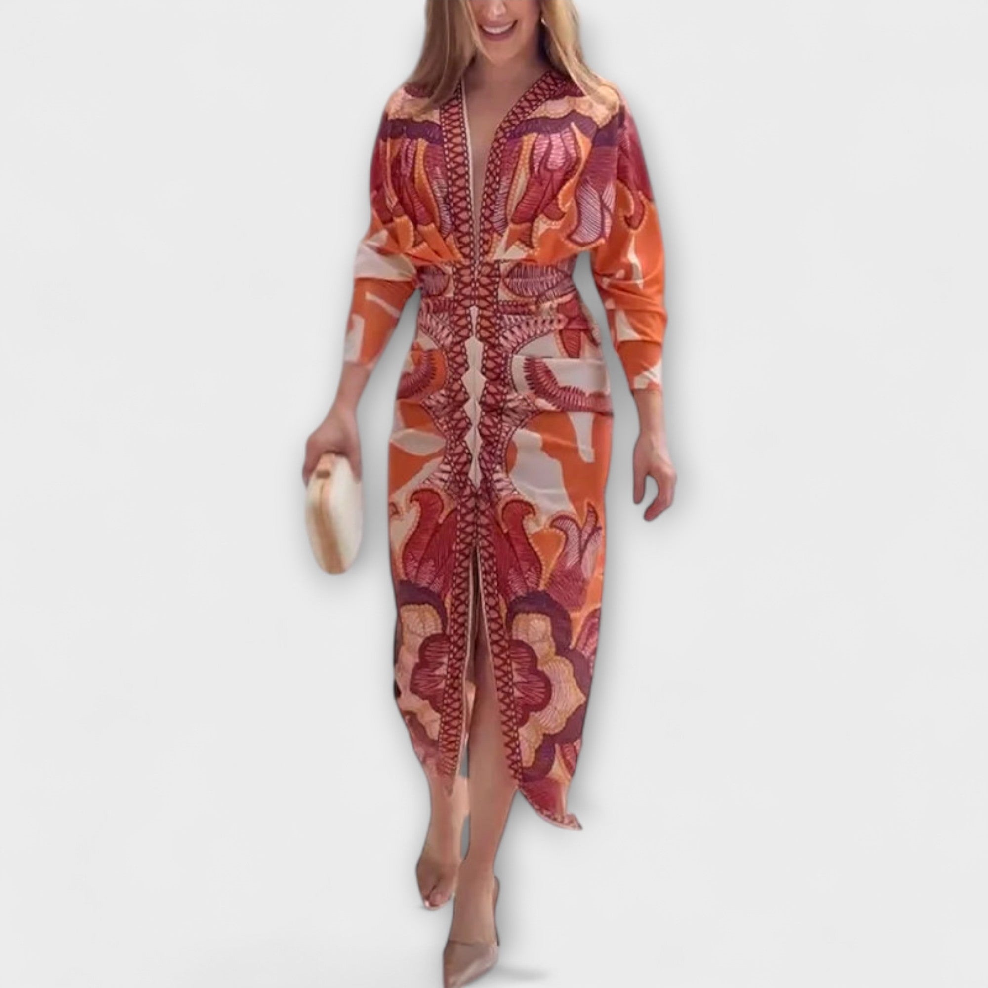 Gunda | Abito midi con stampa dolman brasiliana — 1