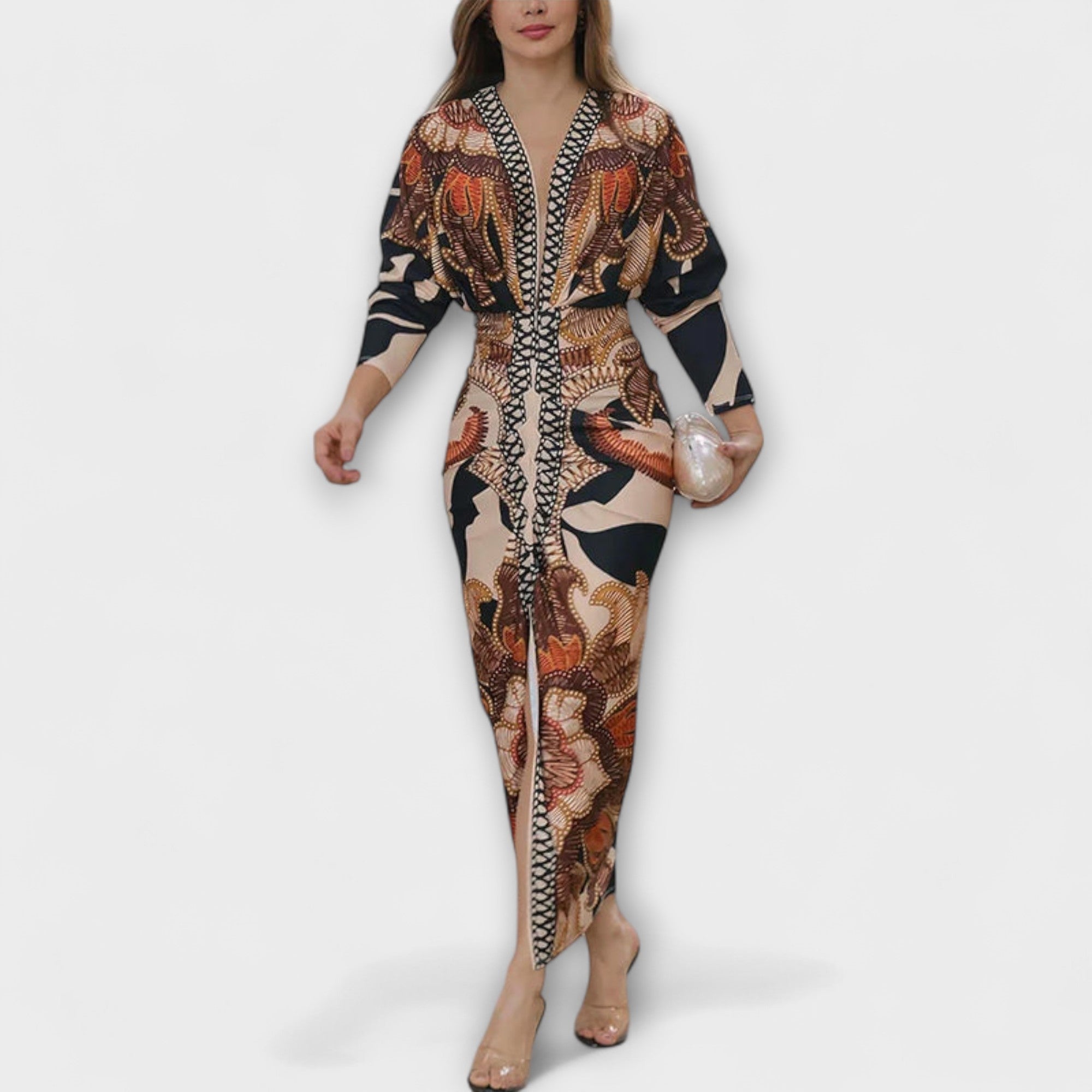 Gunda | Abito midi con stampa dolman brasiliana — 2