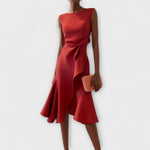 Selina | Abito midi asimmetrico drappeggiato — 1