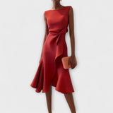 Selina | Abito midi asimmetrico drappeggiato — 1